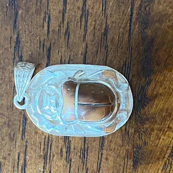Sliver Scarab Amulet with Symbols from Ancient Egypt - Picture 6 of 11